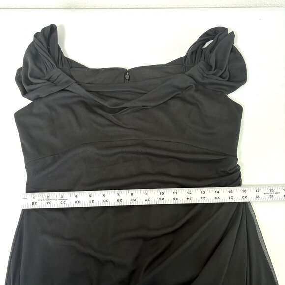 Alex Evenings Draped Cold Shoulder Long Evening Gown Size 12 Black Ruched Dress - Picture 11 of 16
